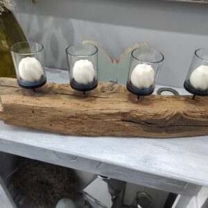 🍂 Rustikaler Kerzenhalter aus Altholz mit Glaswindlichtern 🍂