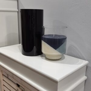 Windlichtsäule mit Glas schwarz